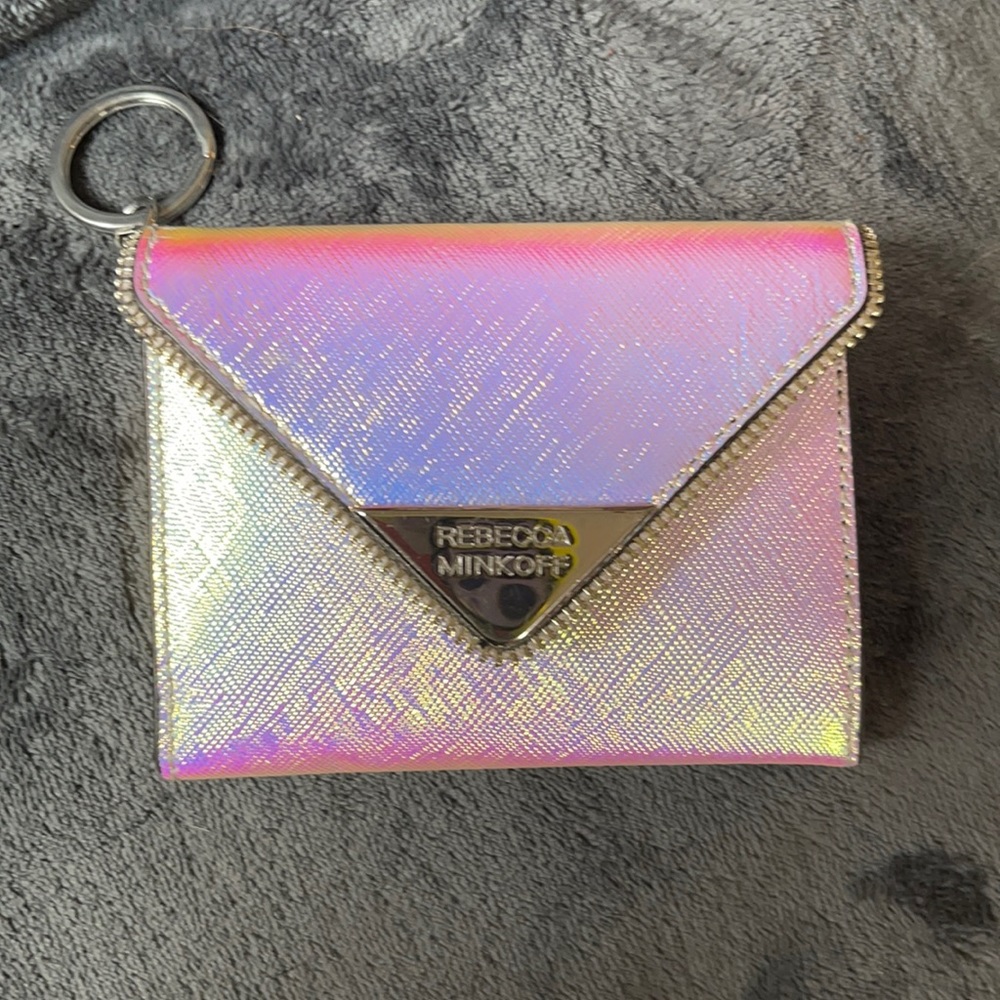 iridescent color, small wallet with ID holder